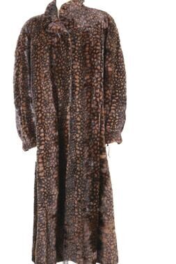 Vintage Mink Fur Evans Coat Tiger Leopard Ocelot Print Full Lenght Size XL